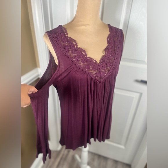Living Doll Purple Lace Trim Top NWT Small - Picture 10 of 12